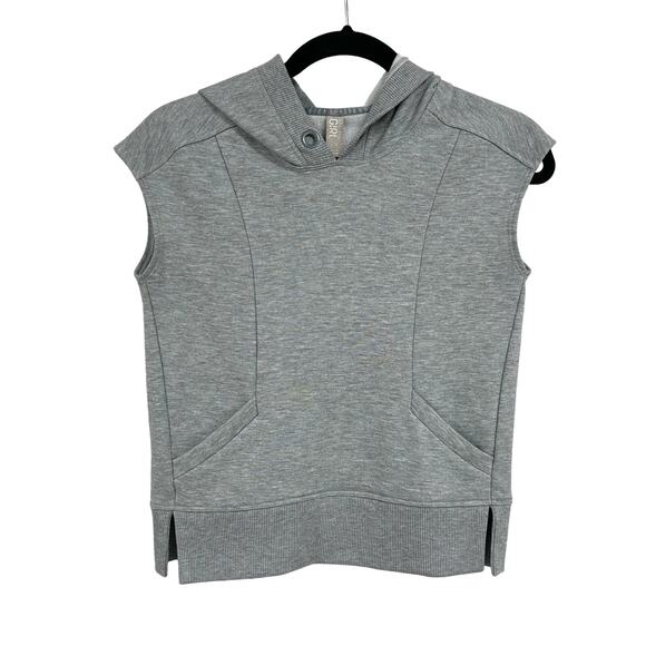 Athleta Girl Gray Heathered In It To Win It Sleeveless Hoodie Girls Large / 12 - Picture 2 of 6